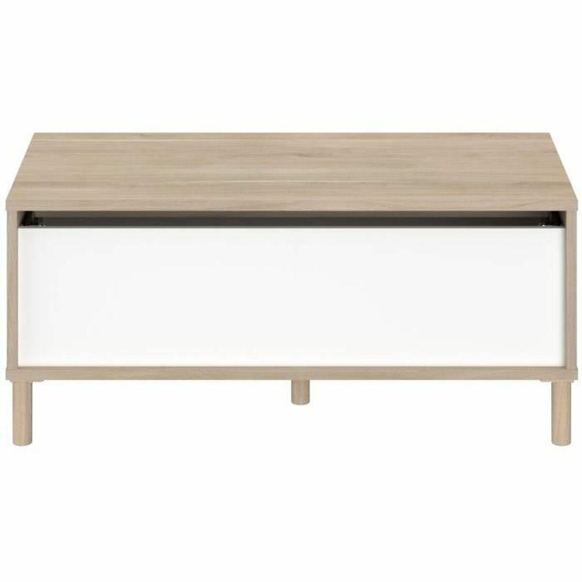 Parisot sofabord med løftbar plade - hvid, 100 × 50 × 43,6 cm