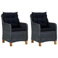 Havestole med hynder 2 stk. polyrattan mørkegrå