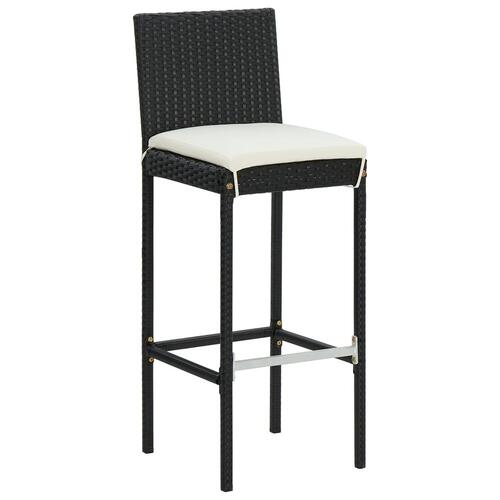 Barstole til haven med hynder 4 stk. polyrattan sort