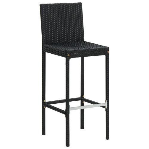 Barstole til haven med hynder 4 stk. polyrattan sort