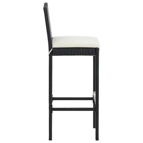Barstole til haven med hynder 4 stk. polyrattan sort