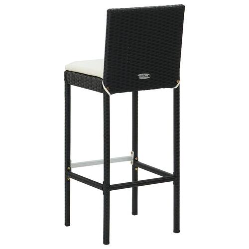 Barstole til haven med hynder 4 stk. polyrattan sort
