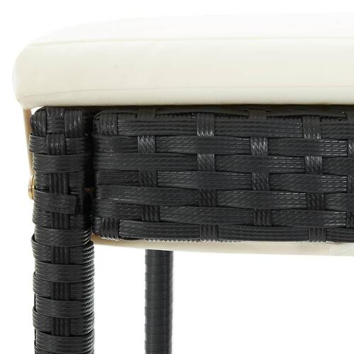 Barstole til haven med hynder 4 stk. polyrattan sort