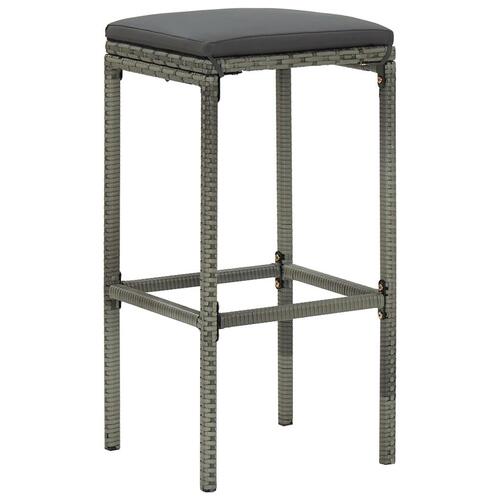 Barstole med hynder 3 stk. polyrattan grå