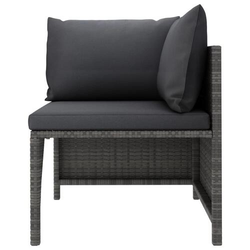 Havesofasæt 4 dele med hynder polyrattan grå