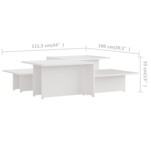 Sofaborde 2 dele 111,5x50x33 cm spånplade hvid