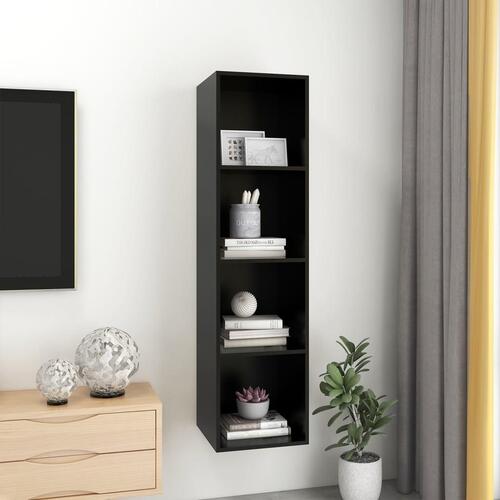 Væghængt tv-skab 37x37x142,5 cm konstrueret træ sort