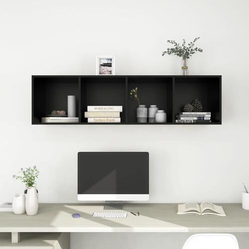 Væghængt tv-skab 37x37x142,5 cm konstrueret træ sort