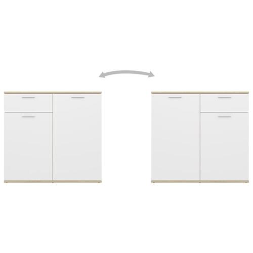 Skænk 80x36x75 cm konstrueret træ hvid og sonoma-eg