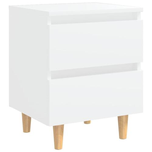 Sengeskabe med ben i massivt fyrretræ 2 stk. 40x35x50 cm hvid
