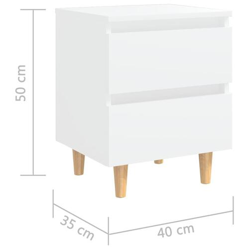 Sengeskabe med ben i massivt fyrretræ 2 stk. 40x35x50 cm hvid