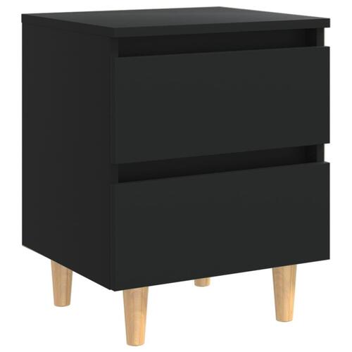 Sengeskab med ben i massivt fyrretræ 40x35x50 cm sort