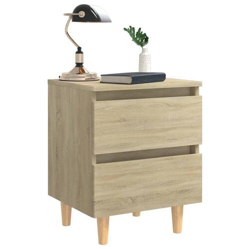 Sengeskab med ben i massivt fyrretræ 40x35x50 cm sonoma-eg
