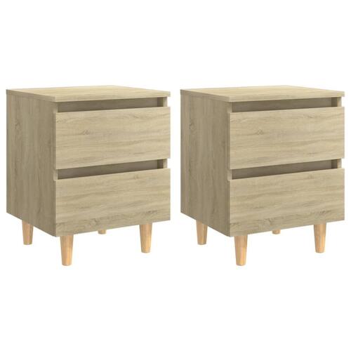 Sengeskab med ben i massivt fyrretræ 2 stk. 40x35x50 cm sonoma-eg