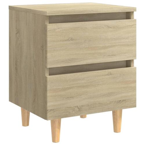 Sengeskab med ben i massivt fyrretræ 2 stk. 40x35x50 cm sonoma-eg