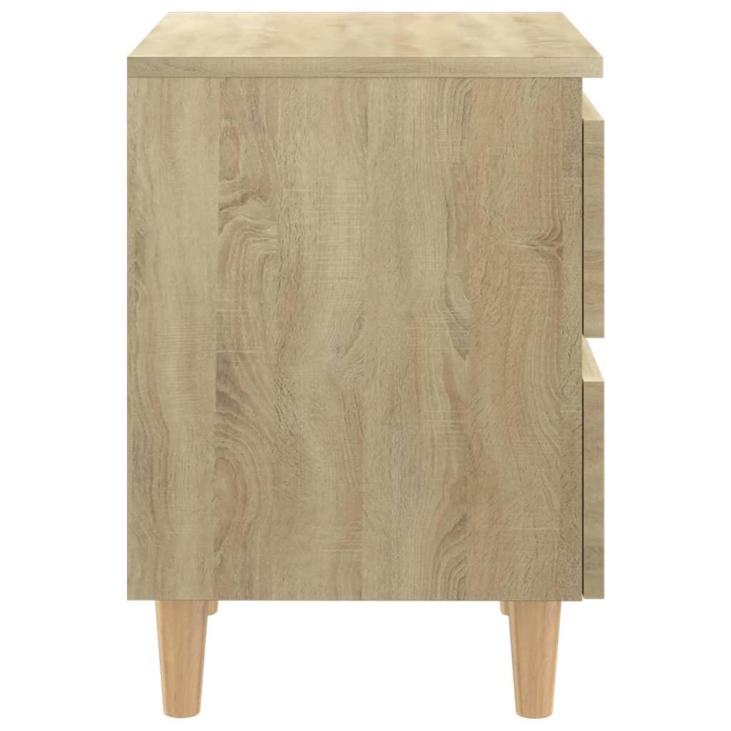 Sengeskab med ben i massivt fyrretræ 2 stk. 40x35x50 cm sonoma-eg