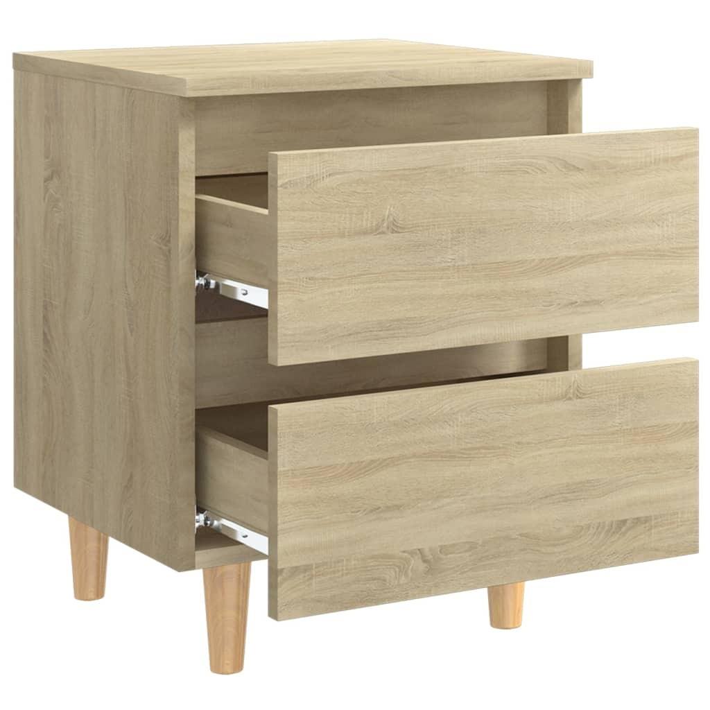 Sengeskab med ben i massivt fyrretræ 2 stk. 40x35x50 cm sonoma-eg