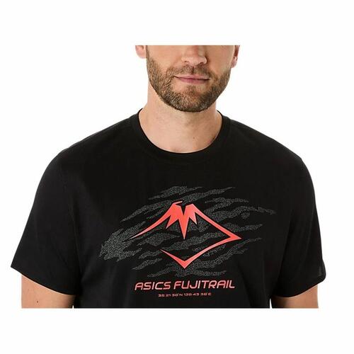 Kortærmet T-shirt til Mænd Asics Fujitrail Logo Ss Top Sort XL