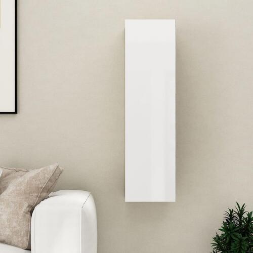 Tv-bord 30,5x30x110 cm konstrueret træ hvid højglans