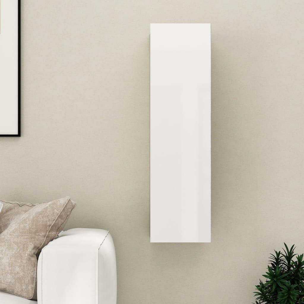Tv-bord 30,5x30x110 cm konstrueret træ hvid højglans
