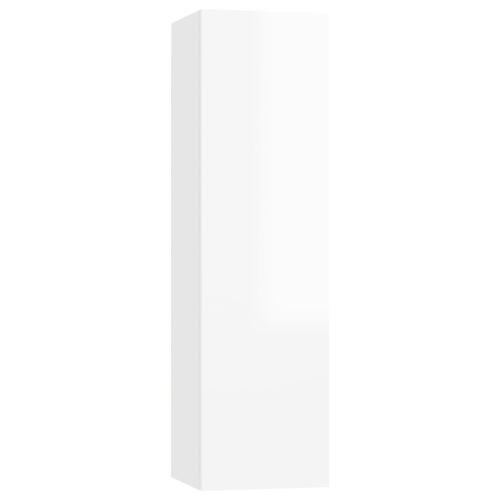 Tv-bord 30,5x30x110 cm konstrueret træ hvid højglans