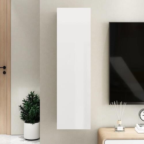 Tv-bord 30,5x30x110 cm konstrueret træ hvid højglans