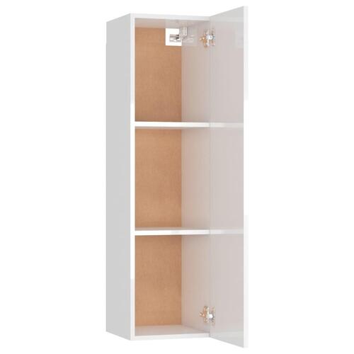 Tv-bord 30,5x30x110 cm konstrueret træ hvid højglans