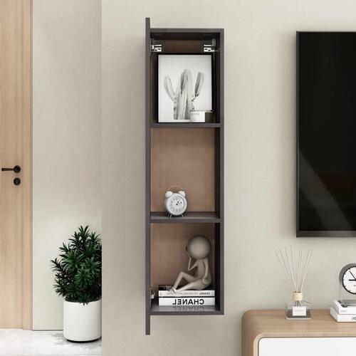 Tv-bord 30,5x30x110 cm konstrueret træ grå højglans