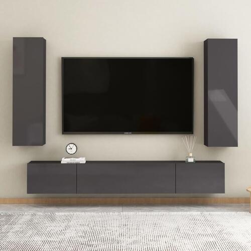 Tv-bord 30,5x30x110 cm konstrueret træ grå højglans