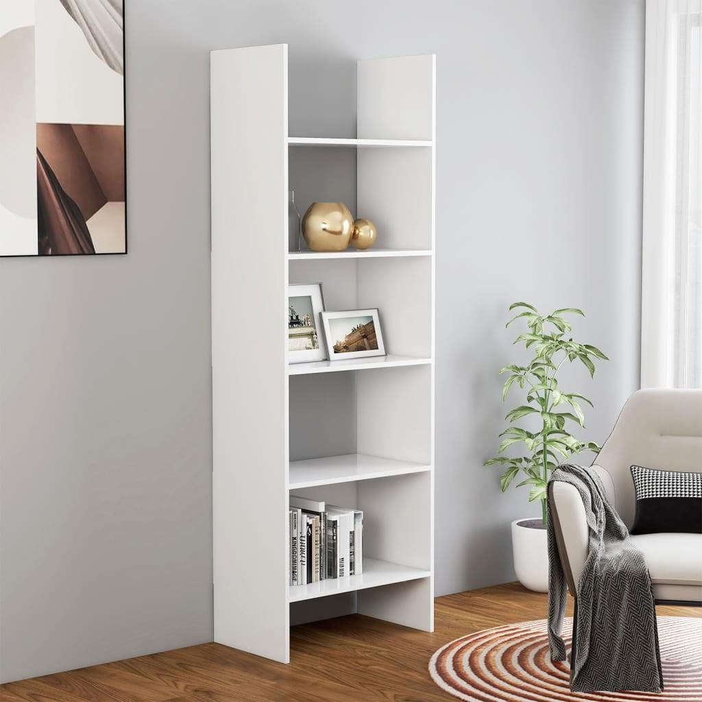 Bogreol 60x35x180 cm konstrueret træ hvid