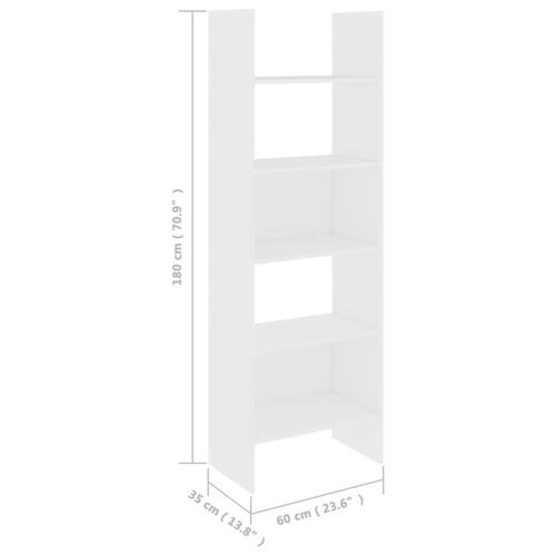 Bogreol 60x35x180 cm konstrueret træ hvid