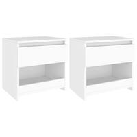 Sengeborde 2 stk. 40x30x39 cm konstrueret træ hvid