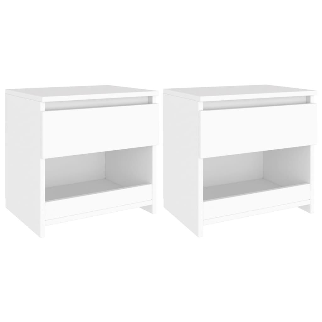 Sengeborde 2 stk. 40x30x39 cm konstrueret træ hvid
