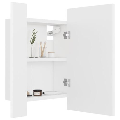 Badeværelsesskab med LED-lys 40x12x45 cm akryl hvid