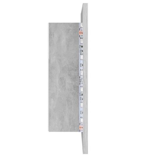 Badeværelsesskab m. spejl og LED-lys 40x12x45 cm akryl betongrå