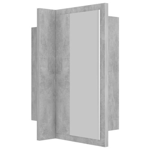 Badeværelsesskab m. spejl og LED-lys 40x12x45 cm akryl betongrå