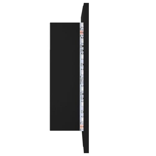 Badeværelsesskab m. spejl og LED-lys 60x12x45 cm akryl sort