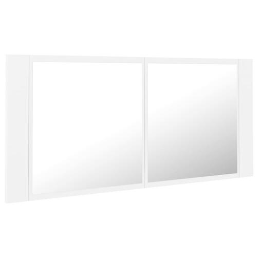 Badeværelsesskab med LED-lys 100x12x45 cm akryl hvid