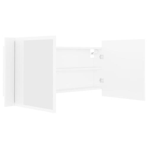 Badeværelsesskab med LED-lys 100x12x45 cm akryl hvid
