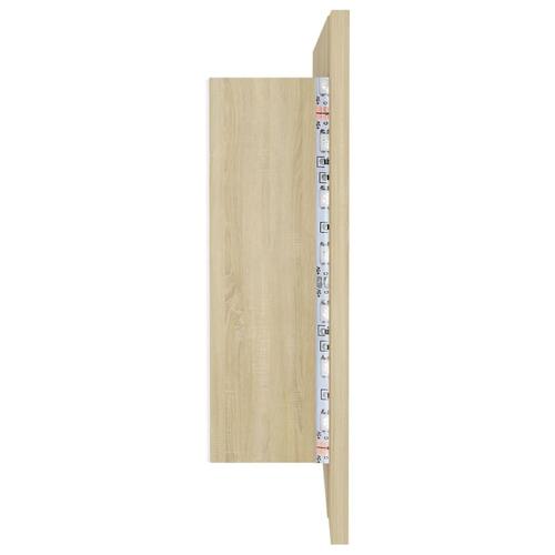 Badeværelsesskab m. spejl og LED-lys 100x12x45 akryl sonoma-eg