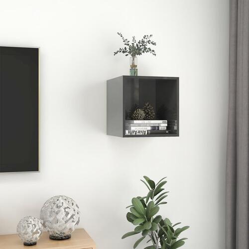 Vægskab 37x37x37 cm konstrueret træ grå højglans