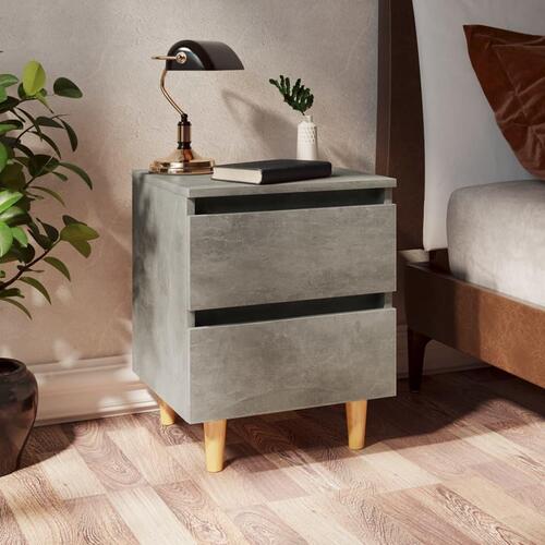Sengeskabe med ben i massivt fyrretræ 2 stk. 40x35x50 cm betongrå