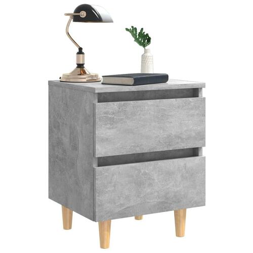 Sengeskabe med ben i massivt fyrretræ 2 stk. 40x35x50 cm betongrå