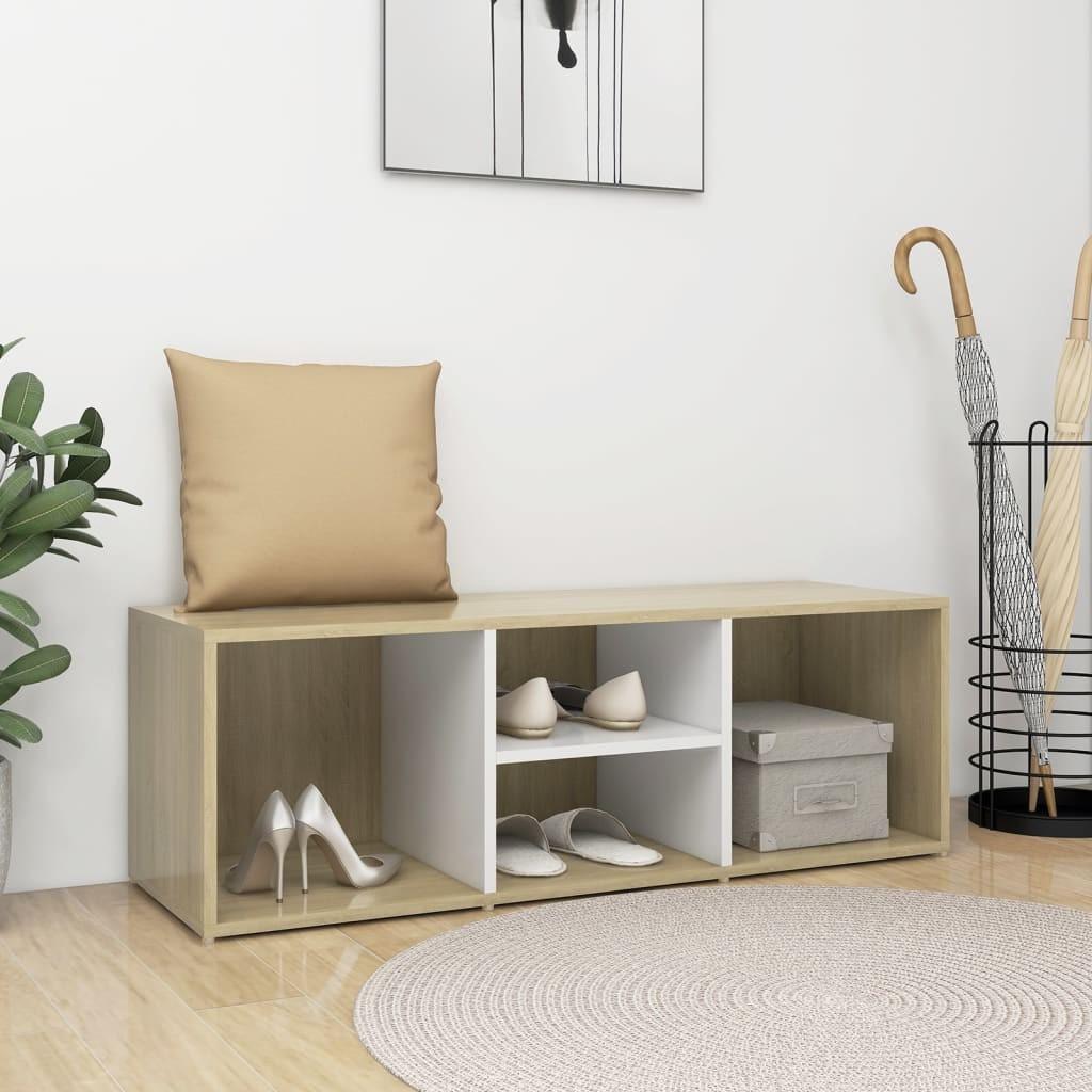 Skoreol 105x35x35 cm konstrueret træ hvid og sonoma-eg