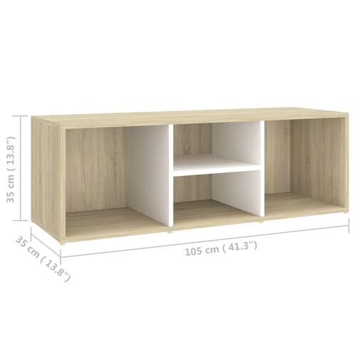 Skoreol 105x35x35 cm konstrueret træ hvid og sonoma-eg