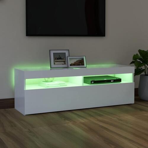 Tv-skab med LED-lys 120x35x40 cm hvid