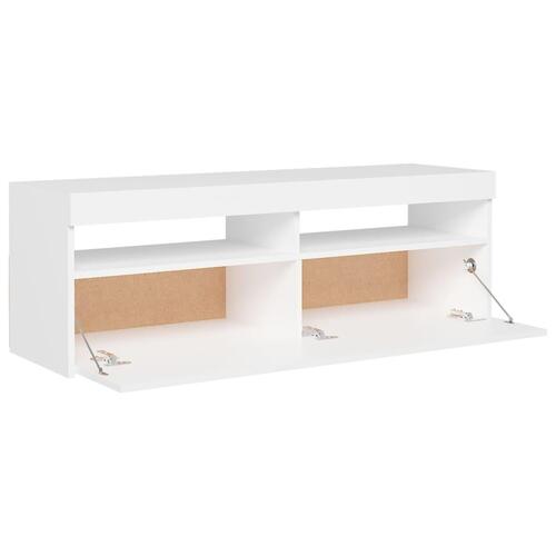 Tv-skab med LED-lys 120x35x40 cm hvid