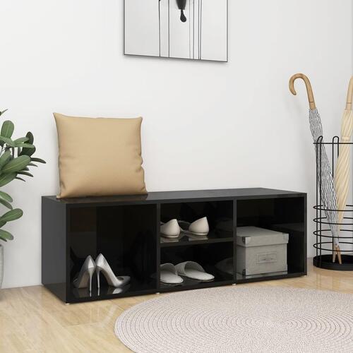 Skobænk 105x35x35 cm spånplade sort højglans