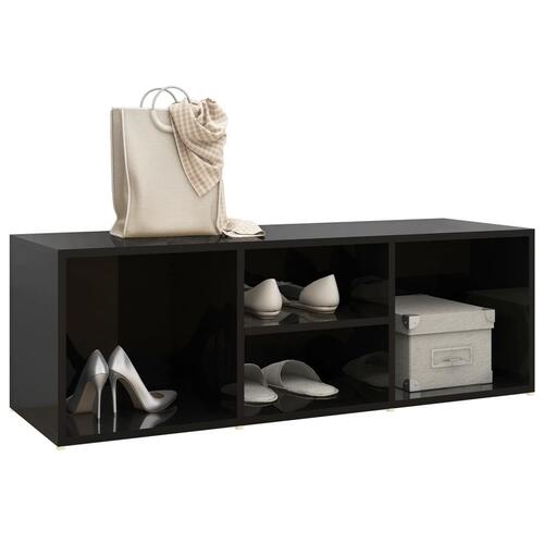 Skobænk 105x35x35 cm spånplade sort højglans