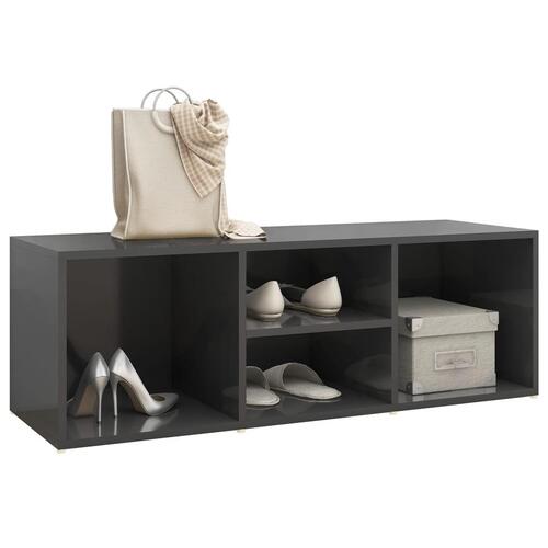 Skobænk 105x35x35 cm spånplade grå højglans